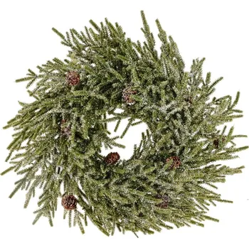 Vánoční dekorace HOMESTYLING Vánoční věnec na dveře či stůl 40 cm přírodní zelená s jinovatkou KO-317910430sneh