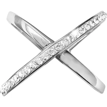 Prsten JSB bijoux s.r.o. Stříbrný prsten překřížený s jednou řadou krystalů Swarovski Crystal (Stříbro 925/1000)
