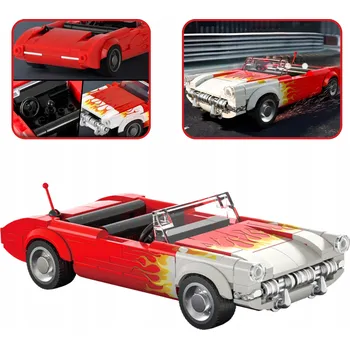 ostatní stavebnice STAVEBNICE POSTAV ČERVENÉ AUTO KLASIKA AMERICKÉ AUTO VINTAGE