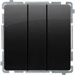 Vypínač jednopólový 3 násobný, řazení 1+1+1, 10 A / 230 V~, bezšroubové svorky, Simon Basic BMW31.01/49, černá