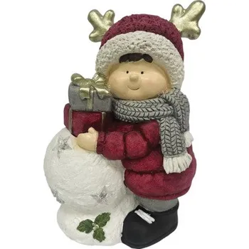 Dekorativní LED figurka dívka s dárkem 41 cm