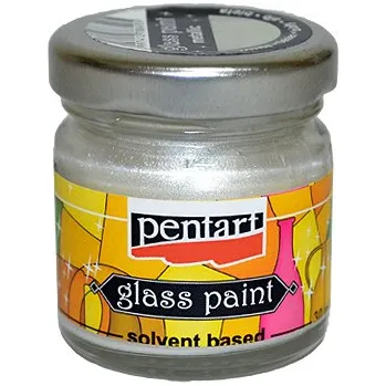 Speciální výtvarná barva Metalická nevypalovací barva na sklo PENTART 30ml - bílá