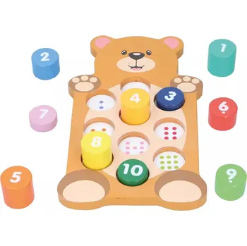 Dřevěná hračka Dřevěná vkládačka, edukační třídič stavebnice, učení čísel, medvídek MARIONETTE, 11 dílů
