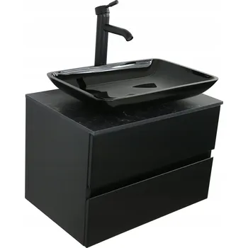 Koupelnový nábytek Sestavená lakovaná skříňka pod umyvadlo 70 cm + deska HPL Slim tmavý mramor