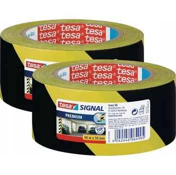 Lepicí páska TESA PREMIUM Výstražná páska samolepicí žluto-černá 66 m x 50 mm x2