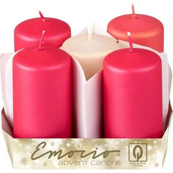 Svíčka Emocio Válec 5ks 40x75mm Metal mat růžový mix, svíčka