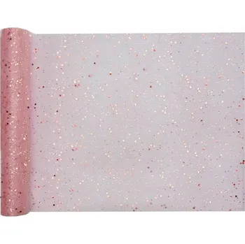 Svatební dekorace Santex Organza s glitry růžová 30 cm/5 m