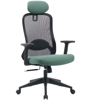 COSTA, židle kancelářská, sedák + podhlavník + bederní opěrka zelenošedá