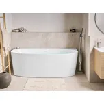 Oválná vana ke zdi lesklý bílý akryl 170 x 80 cm klasické provedení moderní koupelna Beliani