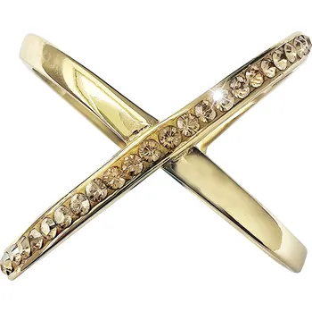 Prsten JSB bijoux s.r.o. Pozlacený stříbrný prsten překřížený s jednou řadou krystalů Swarovski Golden Shadow (Stříbro 925/1000)