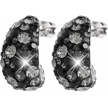 Náušnice JSB bijoux s.r.o. Stříbrné náušnice puzety rozšiřující se kapka s krystaly Swarovski Jet (Stříbro 925/1000)