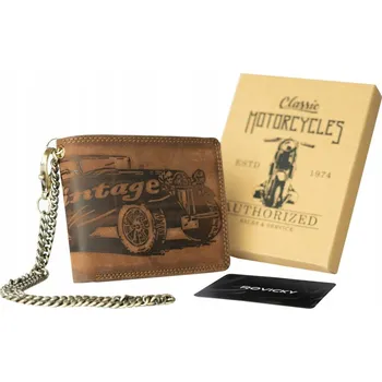 Peněženka Klasická motorkářská peněženka z přírodní nubukové kůže – muž