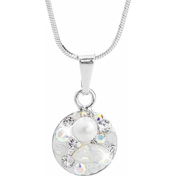 Náhrdelník JSB bijoux s.r.o. Stříbrný náhrdelník malé kulaté lůžko s krystaly Swarovski AB Mix (Stříbro 925/1000)