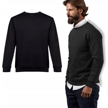 Pánská mikina Klasická pánská mikina hladká unisex bez kapuce VELKÁ VELIKOST černá 5XL