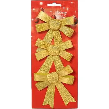 Vánoční dekorace Sada 3 metalizovaných stuh 10 cm zlatá DEKORACE NA VÁNOČNÍ STROMEK NA DEKORACI