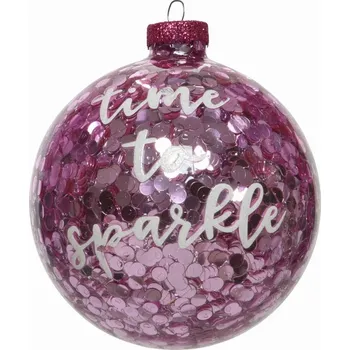 Vánoční ozdoba Růžová skleněná vánoční koule "POUZE PINK VIBRY"