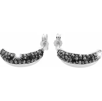 Náušnice JSB bijoux s.r.o. Stříbrné náušnice puzety úzká kapka půlka osázená krystaly Swarovski Jet (Stříbro 925/1000)