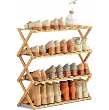 Botník ÚZKÝ BOTNÍK, 4 ÚROVNĚ, BAMBUSOVÝ ORGANIZÉR NA BOTY, POLICE NA BOTY