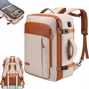 turistický batoh BATOH NA PŘÍRUČNÍ ZAVAZADLO V PODOBĚ BATOHU 40L S MÍSTEM PRO 17'' NOTEBOOK, BÉŽOVÝ