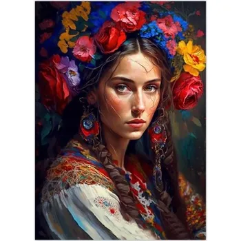 Obraz DIAMANTOVÁ VÝŠIVKA MOZAIKA ŽENA SLOVANKA 2009293 30x40 cm