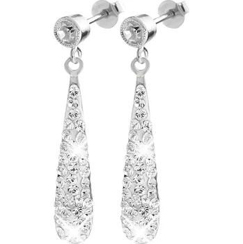 Náušnice JSB bijoux s.r.o. Stříbrné náušnice puzety dlouhé kapky s krystaly Swarovski Jet (Stříbro 925/1000)