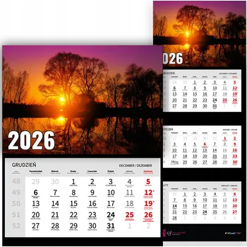 Obraz Trojdílný nástěnný kalendář pro rok 2026 - Krajina: Východ slunce