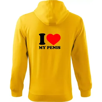 Pánská mikina I love my penis - Mikina s kapucí na zip trendy zipper - 3XL ( Žlutá )