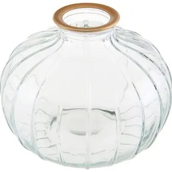 Váza Santex Váza skleněná kulatá se zlatým dekorem 10x9 cm