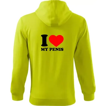 Pánská mikina I love my penis - Mikina s kapucí na zip trendy zipper - S ( Limetková )