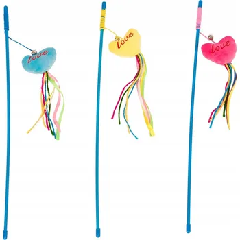 Hračka pro kočku DUVO+ UDICE PRO KOČKY "LOVE" S TŘÁSNĚMI 53cm