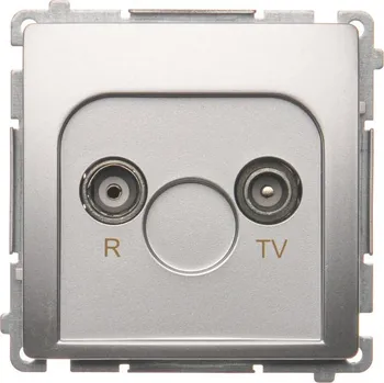 Elektrická zásuvka Zásuvka anténní R+TV průchozí, 10 dB, 1x vstup: 5-862MHz, Simon Basic BMZAP10/1.01/43, stříbrná metalizovaná