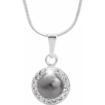 Náhrdelník JSB bijoux s.r.o. Stříbrný náhrdelník perlová mugle Swarovski s obtahem Grey (Stříbro 925/1000)