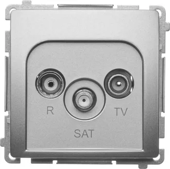 Elektrická zásuvka Zásuvka anténní R+TV+SAT průchozí, 1x vstup: 5 MHz÷2,4 GHz, Simon Basic BMZAR-SAT10/P.01/29, saténová