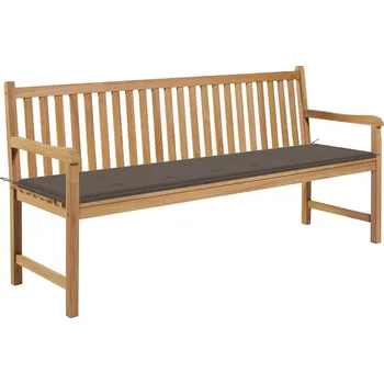 Zahradní lavice OMAXI Zahradní lavice s taupe poduškou 175 cm masivní teak 267165