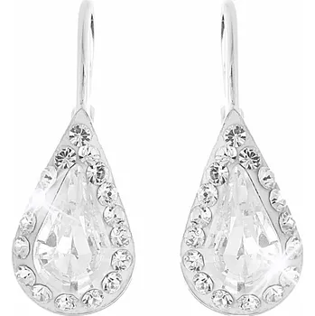Náušnice JSB bijoux s.r.o. Stříbrné náušnice klapky Swarovski kapka s obtahem Crystal (Stříbro 925/1000)
