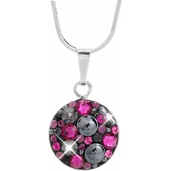 Módní doplněk JSB bijoux s.r.o. Stříbrný náhrdelník kulaté lůžko s krystaly Swarovski Fuchsia Mix (Stříbro 925/1000)