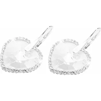 Náušnice JSB bijoux s.r.o. Stříbrné náušnice klapky krystal Swarovski tvaru srdce s obtahem Crystal (Stříbro 925/1000)