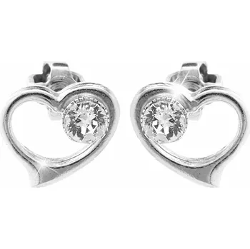 Náušnice JSB bijoux s.r.o. Drobné stříbrné náušnice puzety krystal Swarovski v srdíčku Crystal (Stříbro 925/1000)
