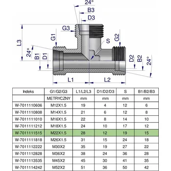 Posilovač řízení Waryński W-7011111515 hydraulické t-rozdělovač metrické bbb