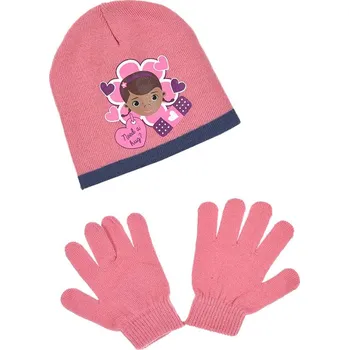 Čepice SOUPRAVA ČEPICE A RUKAVICE PLYŠÁKOVÁ DOKTORKA ho 4311 růžová Velikost: 54