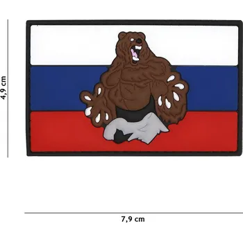 Nášivka Gumová nášivka 101 Inc vlajka Rusko s medvědem - barevná