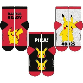 Pánské ponožky SADA 3 KS PONOŽKY POKÉMON F UK s24 07721 - 053 červeno - černé Velikost: 27-30