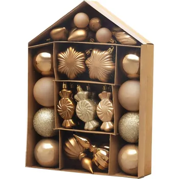 Vánoční ozdoba MagicHome Vianoce Koule MagicHome Vánoce, sada, 32 ks, bronzové, mix, na vánoční stromek