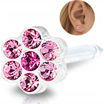 Náušnice Náušnice Blomdahl Klasické Hypoalergenní Růžové Plastové Květiny