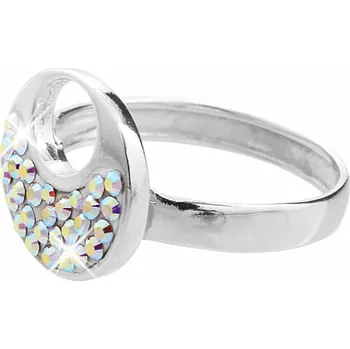 Prsten JSB bijoux s.r.o. Stříbrný prsten kulatý s kruhovým výřezem a s krystaly Swarovski AB (Stříbro 925/1000)