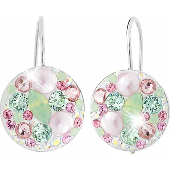 Náušnice JSB bijoux s.r.o. Stříbrné náušnice klapky kulaté lůžko s krystaly Swarovski Multi (Stříbro 925/1000)