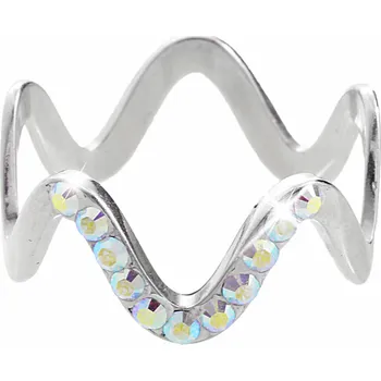 Prsten JSB bijoux s.r.o. Stříbrný prsten vlnitý zdobený jednou řadou krystalů Swarovski AB (Stříbro 925/1000)