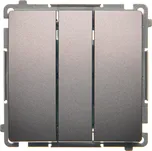 Vypínač jednopólový 3 násobný, řazení 1+1+1, 10 A / 230 V~, bezšroubové svorky, Simon Basic BMW31.01/21, ocel