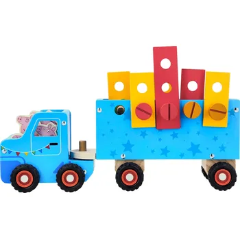 autíčko Dřevěný nákladní automobil Prasátko Peppa (nákladní atuomobil se stavebnicí)