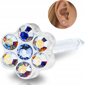 Náušnice Náušnice na propíchnutí ucha Blomdahl - kytička z lékařského plastu, 0,5 cm